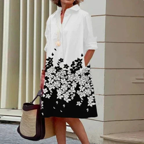 Solid color shirt dress for women