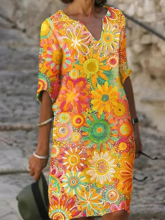 Sunny floral dress - bright pattern, comfortable fit