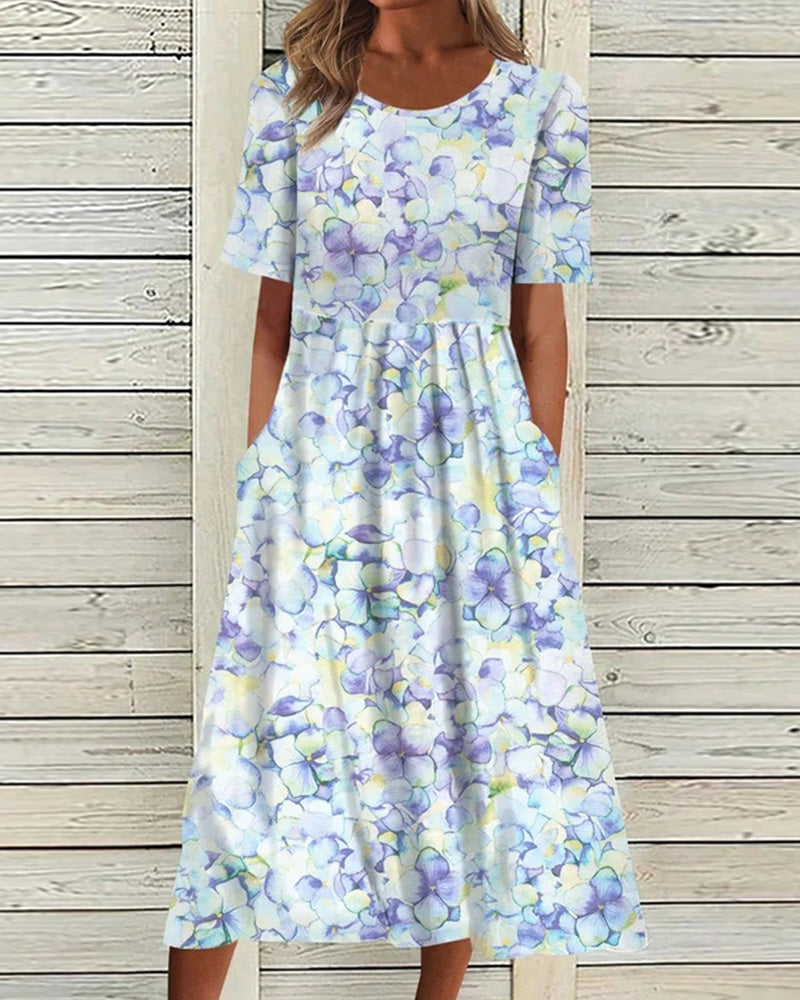 Printed dress with short sleeves - Leana