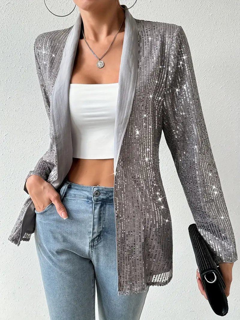 Gray blazer with shiny sequins | Aerys