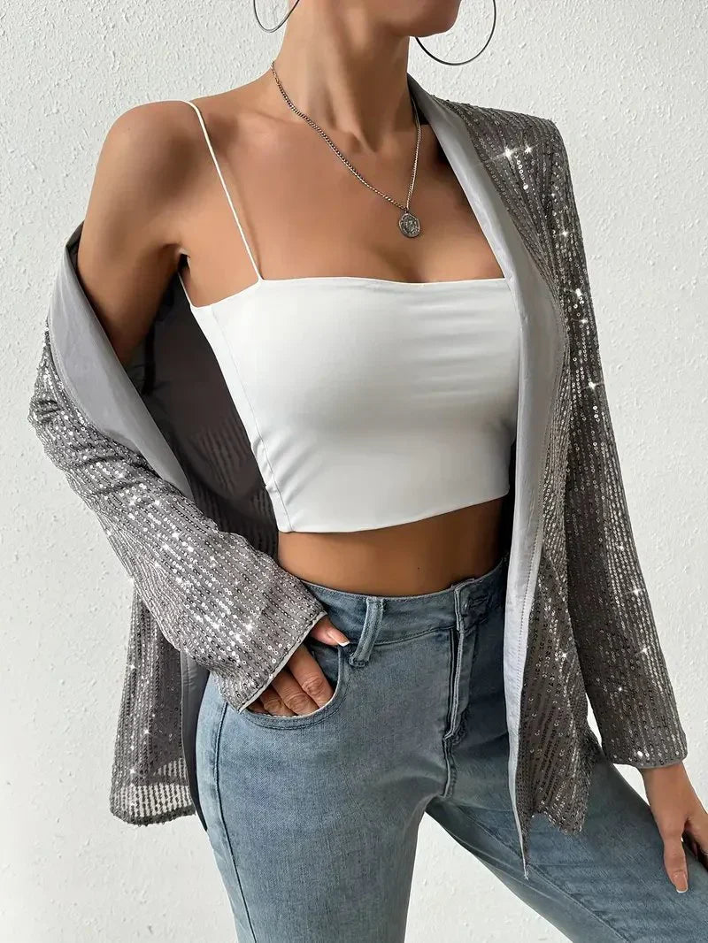 Gray blazer with shiny sequins | Aerys