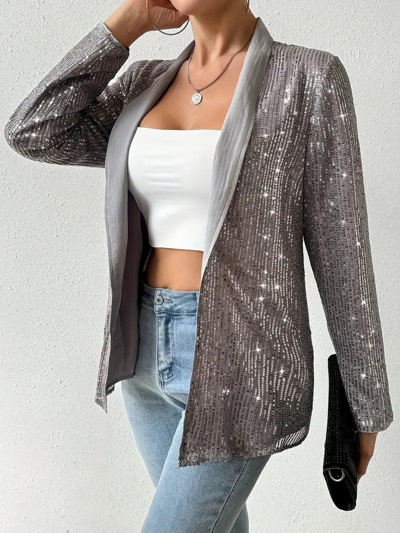 Gray blazer with shiny sequins | Aerys