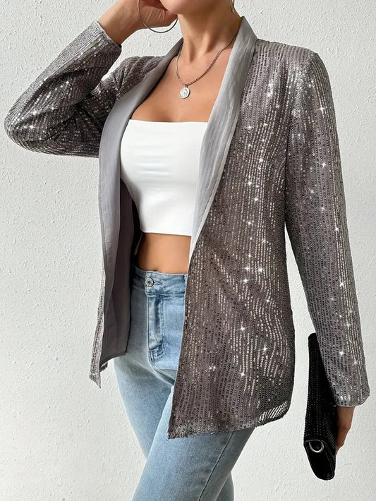 Gray blazer with shiny sequins | Aerys