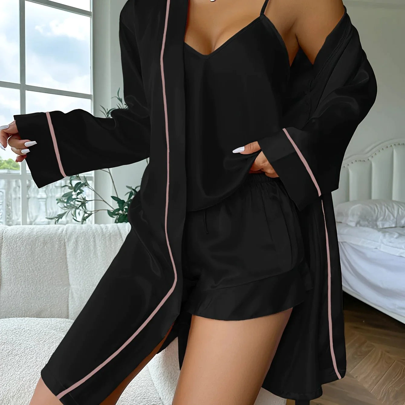 3-piece satin pyjama-set - Barbara