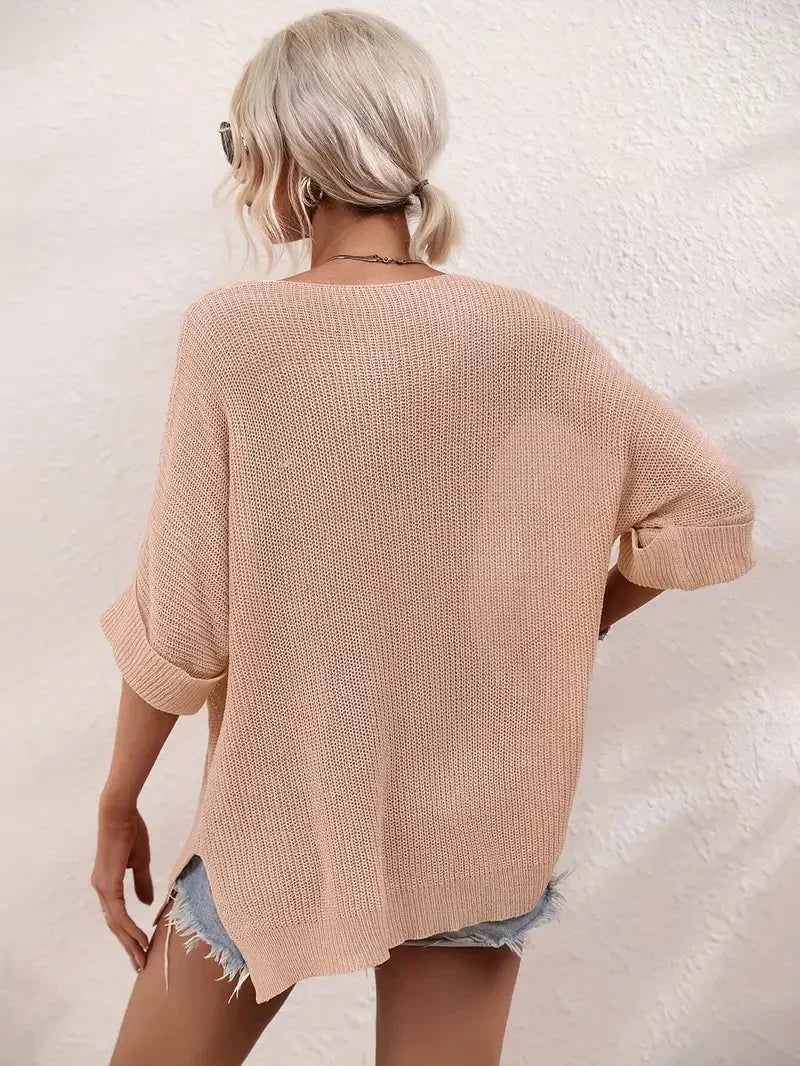 Oversize knitted blouse for summer | Feline