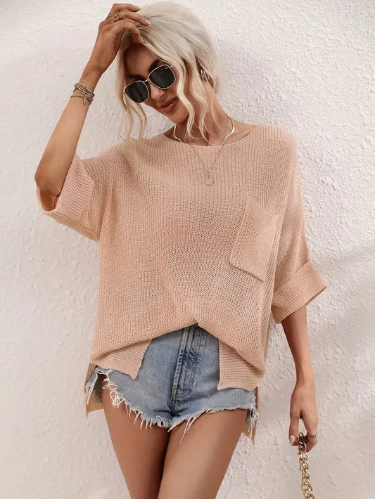 Oversize knitted blouse for summer | Feline