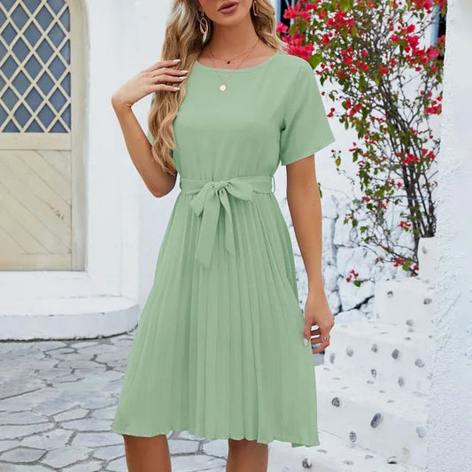 Emma - mint green pleated dress