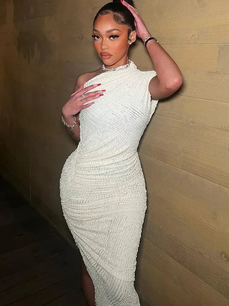 White dress with one shoulder | Loana