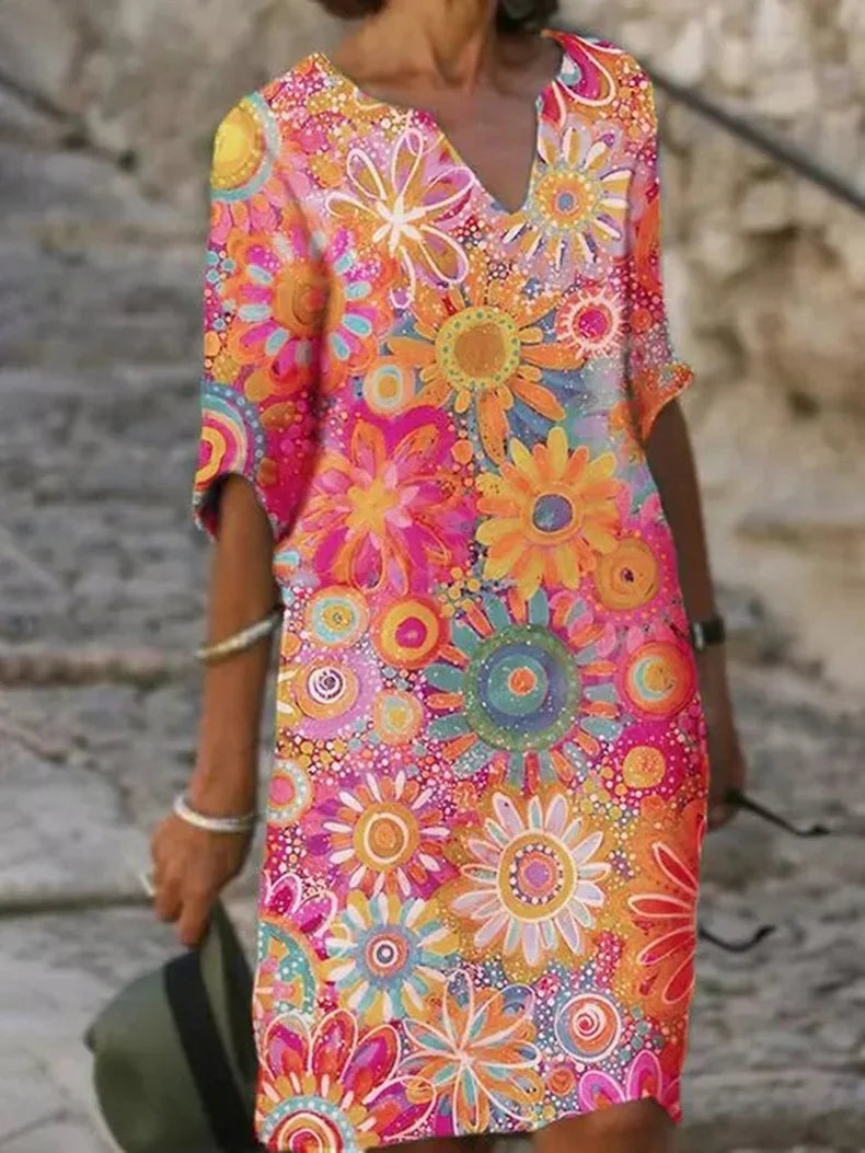Sunny floral dress - bright pattern, comfortable fit