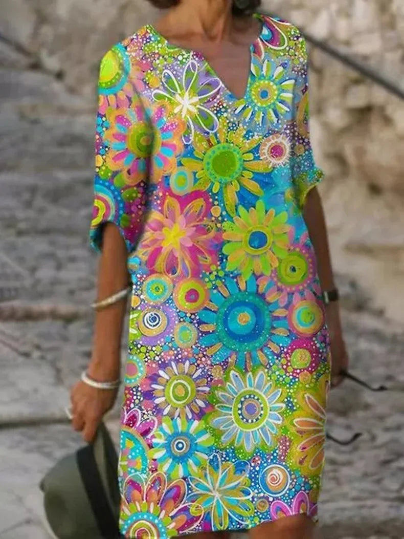 Sunny floral dress - bright pattern, comfortable fit