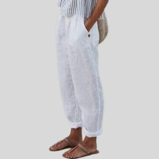 Beige linen trousers men - lukas