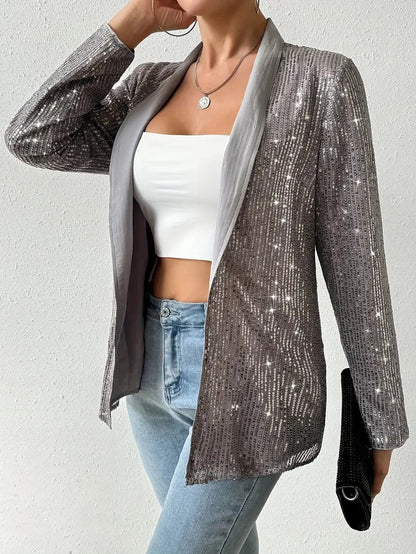 Gray blazer with shiny sequins | Aerys