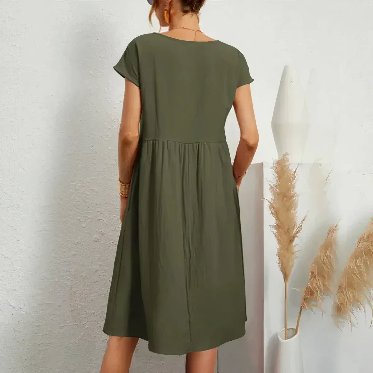 Knee-length summer dress with pockets - Irish