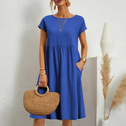 Knee-length summer dress with pockets - Irish