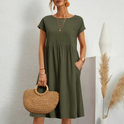 Knee-length summer dress with pockets - Irish