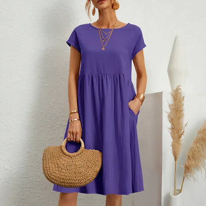 Knee-length summer dress with pockets - Irish