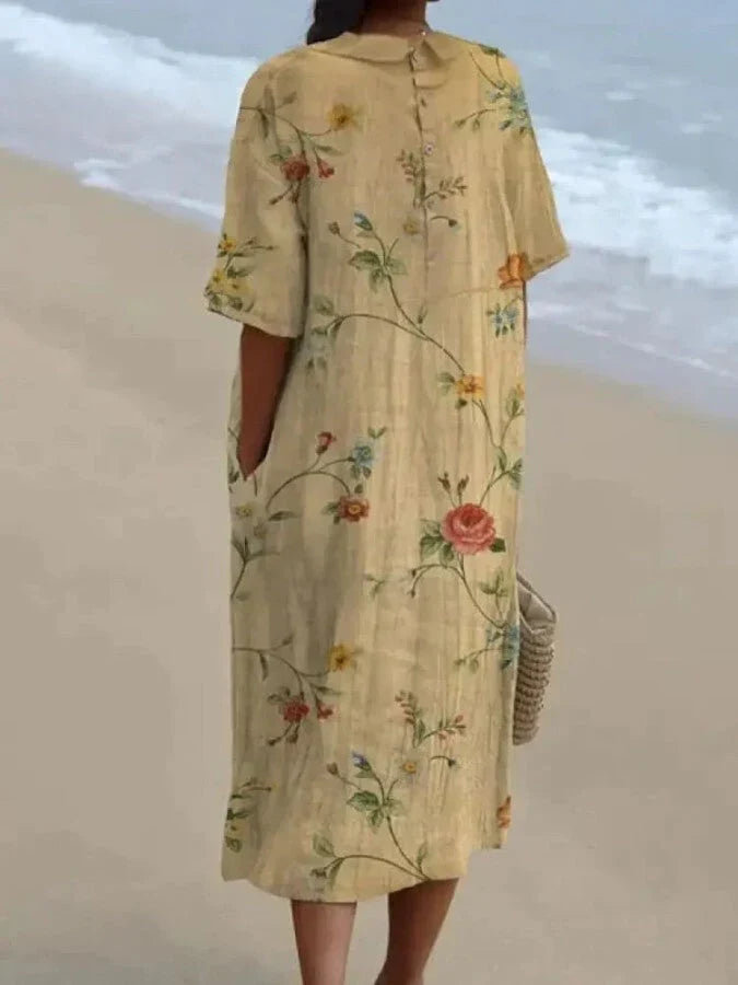 Karla - casual shirt for women made of cotton and linen with retro floral print